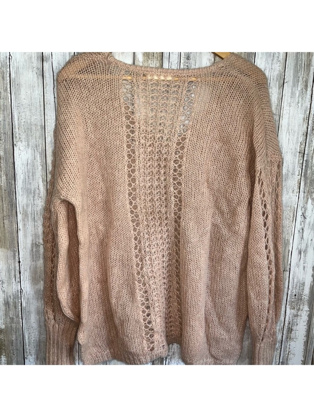 Spell & The Gypsy Collective Knit V-Neck Jumper M/L Mohair Wool Stone Boho - Picture 7 of 8